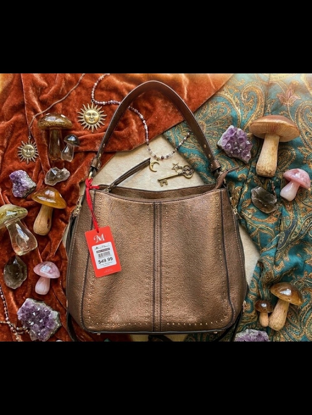 ​NWT Montana West Bronze Studded Hobo Bag - Patented Concealed Carry Purse